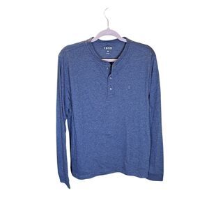 Izod Men's Henley Shirt Size M Jersey Long Sleeve Navy